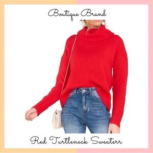 Vibrant Red Turtleneck Sweater